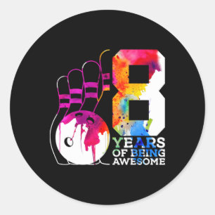 Adesivo Redondo 8 Anos De Boliche Incrível 8º Aniversário