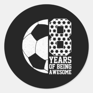 Adesivo Redondo 8 Anos Sendo Fã de Futebol Infantil Incrível 8º An