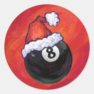 Adesivo Redondo 8 Ball Christmas Hat
