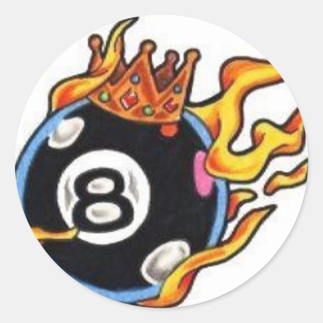 Adesivo Redondo 8 Ball com chamas (Frente)