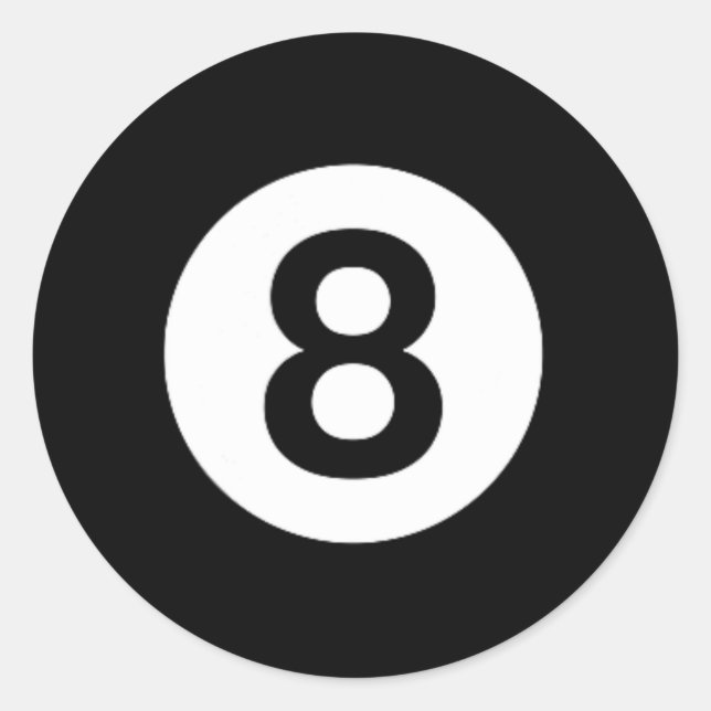 Adesivo Redondo 8 Bilhetes de Piscina Mesa Figuras Oito Bola (Frente)