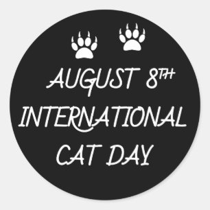 Adesivo Redondo 8 de agosto Dia Internacional do Gato