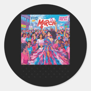 Adesivo Redondo 8 de março Empoderamento das mulheres para igualda