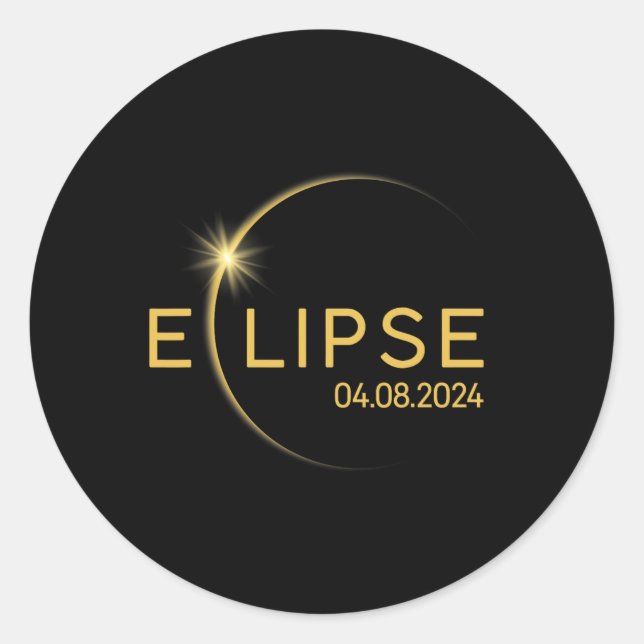 Adesivo Redondo 8 Eclipse Solar Total 2024 (Frente)