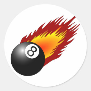 Adesivo Redondo 8Ball com chamas