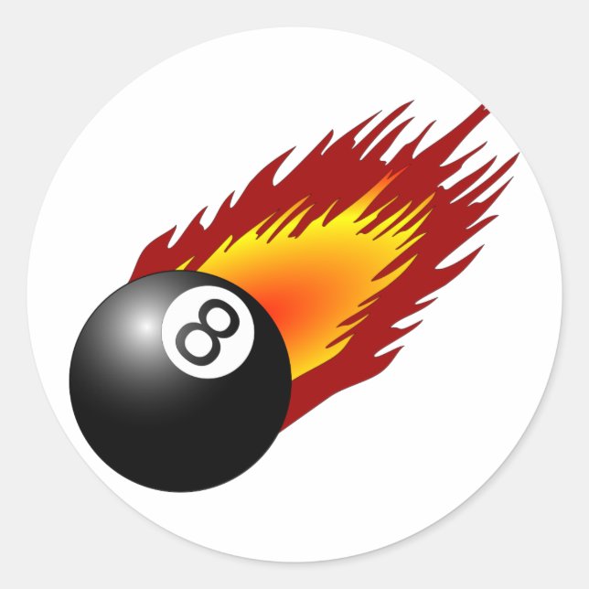 Adesivo Redondo 8Ball com chamas (Frente)