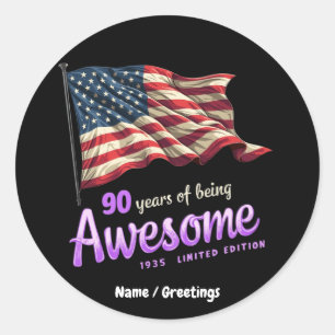 Adesivo Redondo 90 anos de incrível edição de 1935 Vintage