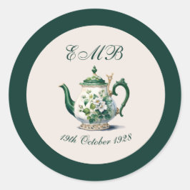 Adesivo Redondo 90 Birthday Tea Party Green Regence Aniversário