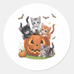 Adesivo Redondo 90 Cat Pumpkin Halloween Fala Spooky Season