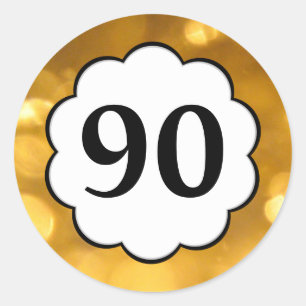 Adesivo Redondo 90 - Ouro Numbers Sticker