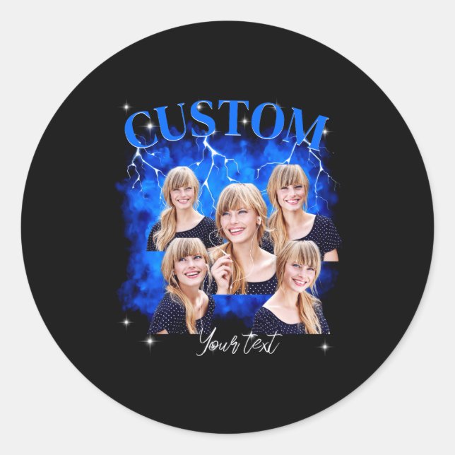 Adesivo Redondo 90s Bootleg Rap Tee Photo  (Frente)