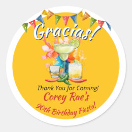 Adesivo Redondo 90th Birthday Thank You Fiesta "Gracias" Custom