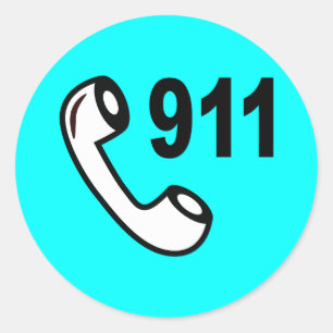 ADESIVO REDONDO 911 NÚMERO DE TELEFONE DE EMERGÊNCIA AJUDA MÉDI