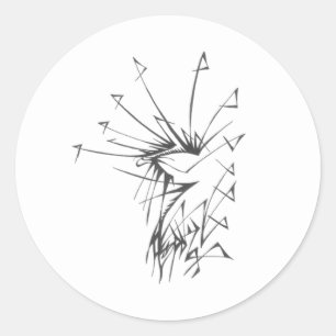 Adesivo Redondo 97 Arte de Tatuagem Tribal Abstrata Preto e Branco