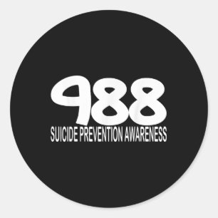Adesivo Redondo 988 Prevenção contra suicídio Assistência Mental H