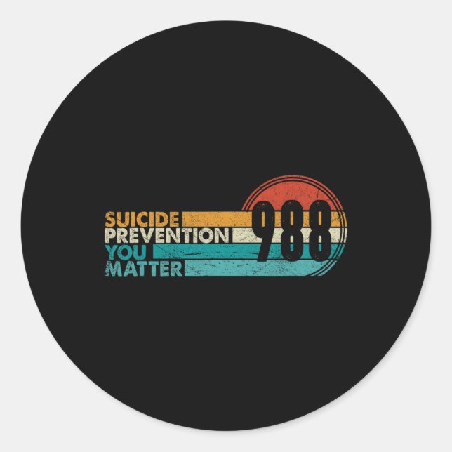 Adesivo Redondo 988 Prevenção Contra Suicídio Camisa 988 Awarenes (Frente)