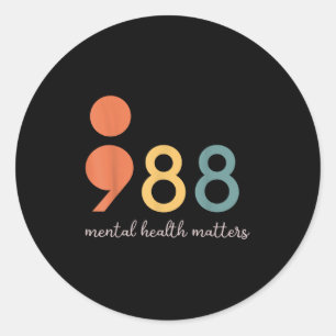 Adesivo Redondo 988 Saúde Mental Por Semicolon Prevenção Suicida