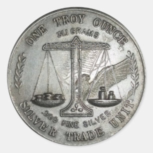 Adesivo Redondo .999 One Troy Ounce Silver Front and Back