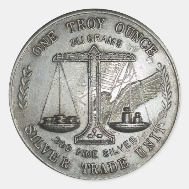 Adesivo Redondo .999 One Troy Ounce Silver Front and Back (Frente)