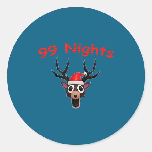 Adesivo Redondo 99 Nights Christmas Deer Gamer Fan Merch  (Frente)