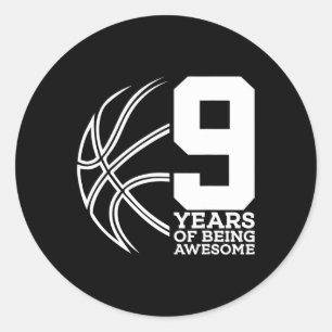 ADESIVO REDONDO 9 ANOS DE SER INCRÍVEL BASQUETEBOL 9 ANIVERSÁRIO