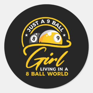 Adesivo Redondo 9 Garota Vivendo Em 8 Ball World Piscina Snooker B