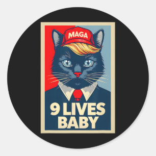 Adesivo Redondo 9 Vidas Por Cute Trump Cat Engraçado Trump 2024 Pr