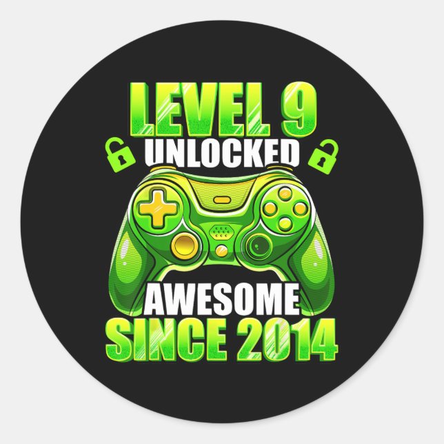 Adesivo Redondo 9 Vídeo Jogo 2014 Desbloqueado - 9.º Aniversário B (Frente)