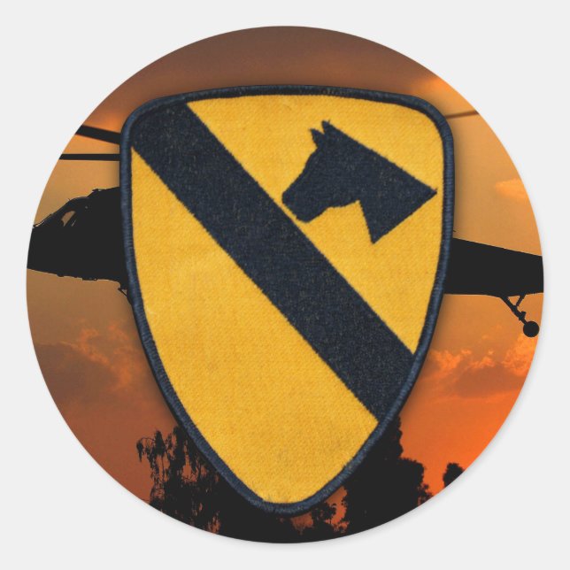 Adesivo Redondo a ?a cavalaria areja o remendo airmobile dos (Frente)