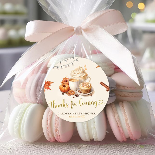 Adesivo Redondo A Abóbora Cai Está A Criar Café Obrigado Vinheta (Criador carregado)