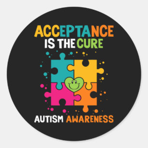 Adesivo Redondo A Aceitação É A Consciência Do Autismo Cura