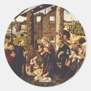 Adesivo Redondo A Adoração por Biagio d'Antonio Arte Medieval