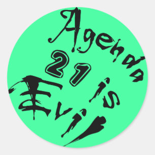 Adesivo Redondo A Agenda 21 é um fundo Mau verde