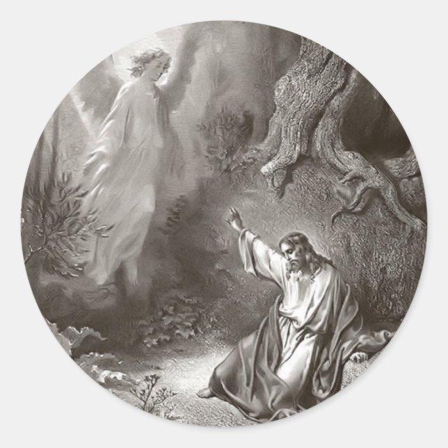 Adesivo Redondo A Agonia De Jesus No Jardim Religioso (Frente)