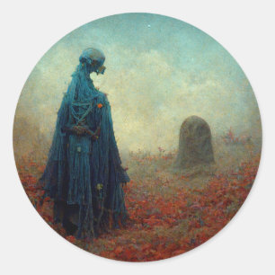 Adesivo Redondo A Alienígena Grave Surreal Sci-Fi Fantasy