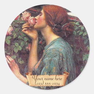 Adesivo Redondo "A Alma do Rosa" Pré-Raphaelite Bookplate