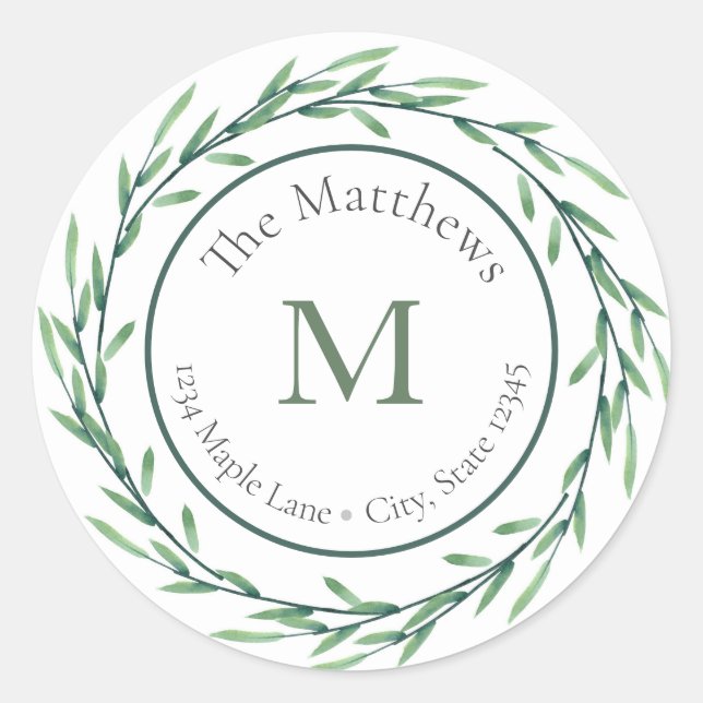 Adesivo Redondo A Aquarela Verde deixa rótulos de excursão (Frente)