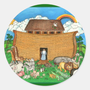 Adesivo Redondo A arca de Noah com arco-íris