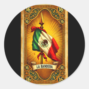 Adesivo Redondo A arte da bandeira do patrimônio mexicano chicano