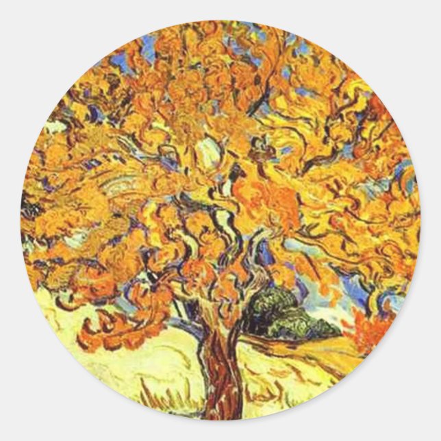 Adesivo Redondo A Árvore de Morango, Vincent Van Gogh (Frente)