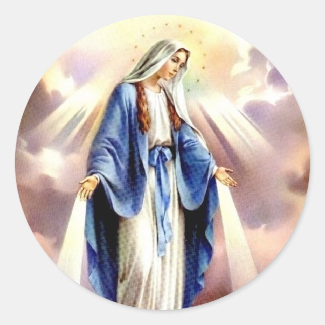 Adesivo Redondo A Assunção de Mary (Frente)