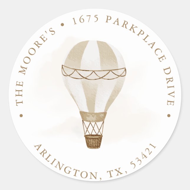 Adesivo Redondo A Aventura Aguarda Neutro | Endereço de devolução (Frente)