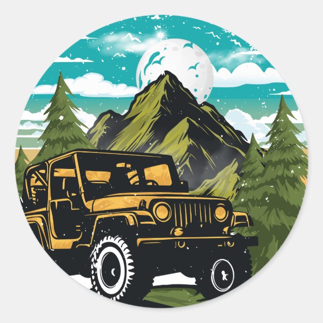 Adesivo Redondo A Aventura aguarda o modo de férias (Frente)