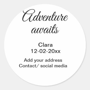 Adesivo Redondo A aventura começa a adicionar nome data ano local
