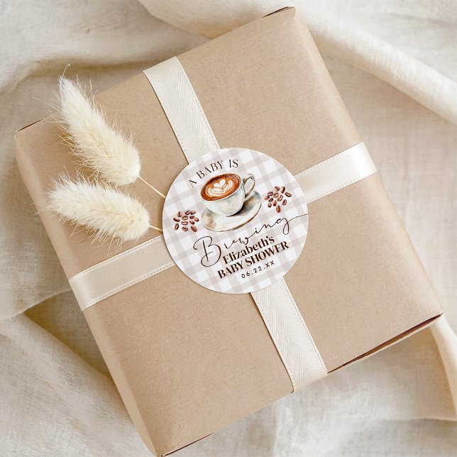 Adesivo Redondo A Baby is Brewing Coffee Theme Baby Shower Sticker (A Baby is Brewing Coffee Theme Baby Shower Sticker
#lovedalatte
#babyisbrewing
)