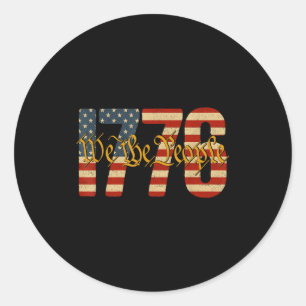 Adesivo Redondo A bandeira americana vintage 1776 patriótica do po