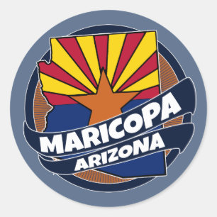 Adesivo Redondo A bandeira da arizona de Maricopa estourou em