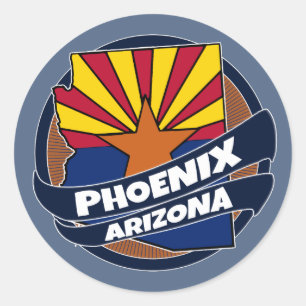 Adesivo Redondo A bandeira da arizona de Phoenix estourou em volta