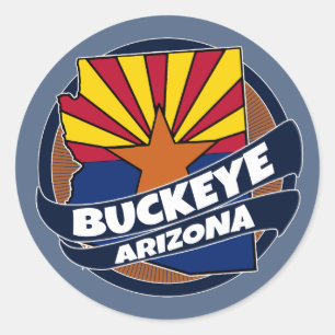 Adesivo Redondo A bandeira da arizona do Buckeye estourou em volta