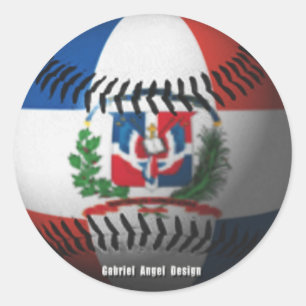 Adesivo Redondo A bandeira da República Dominicana cobriu o